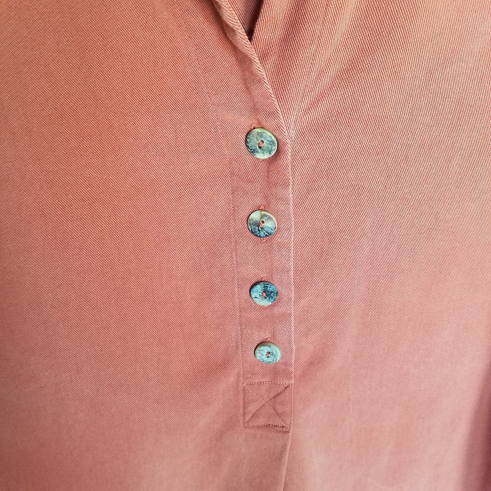 Rust Orange Button Up Tunic Blouse - image 6